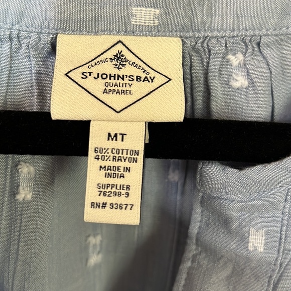 NWT St John’s Bay light blue blouse.  Size MT - Picture 3 of 5